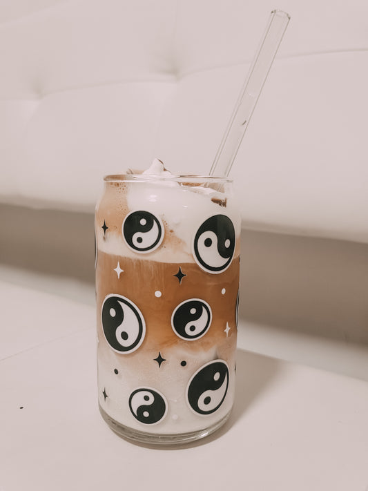 Yin Yang Glass Can Cup