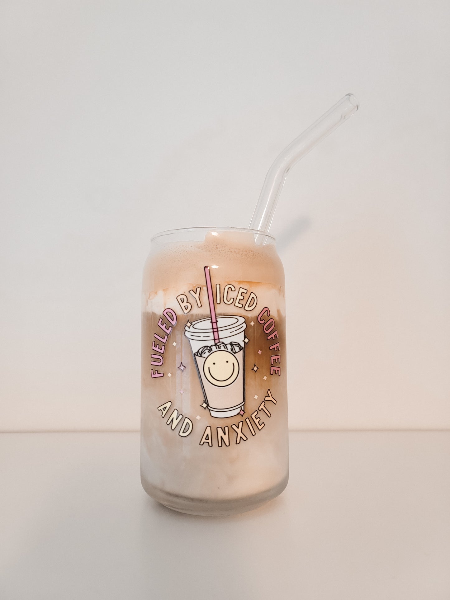 Iced Coffee and Anxiety Glass Can Cup