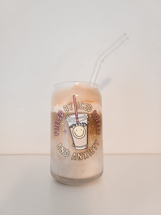 Iced Coffee and Anxiety Glass Can Cup