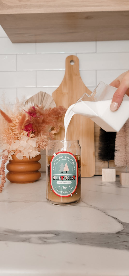 Holly Jolly Glass Can Cup