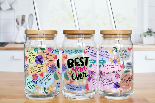 Best Mom Ever Glass Can Cup