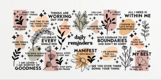 Daily Reminders Affirmation Glass Can Cup