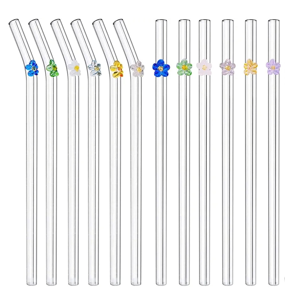 Glass Flower Straw