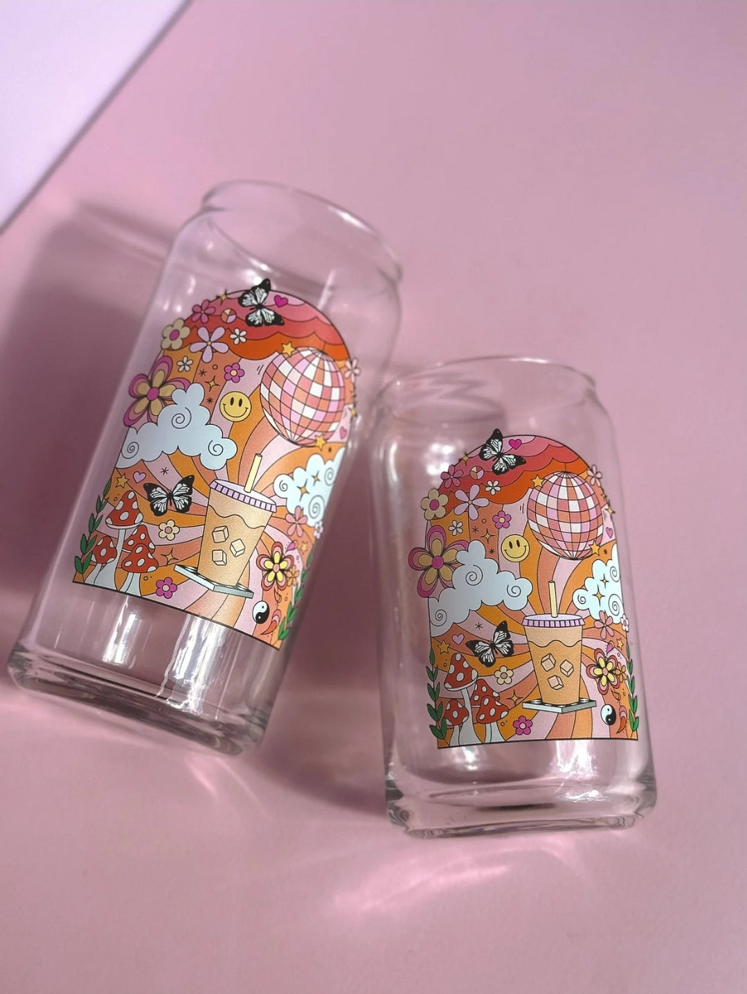 Retro Caffeinated Glass Can Cup