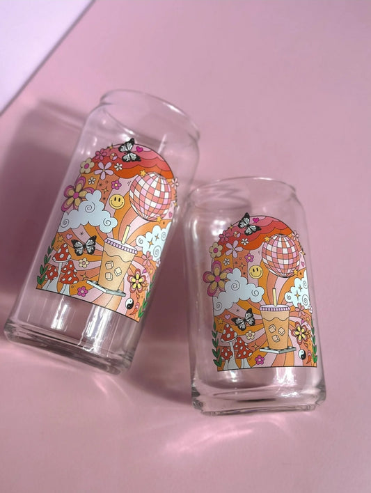 Retro Caffeinated Glass Can Cup