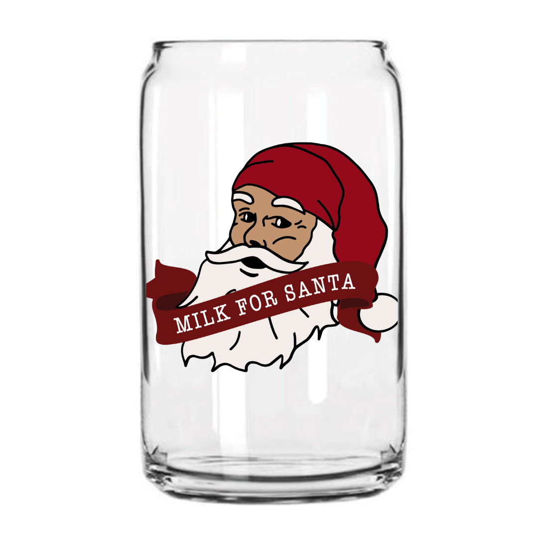 Milk For Santa Glass Can Cup