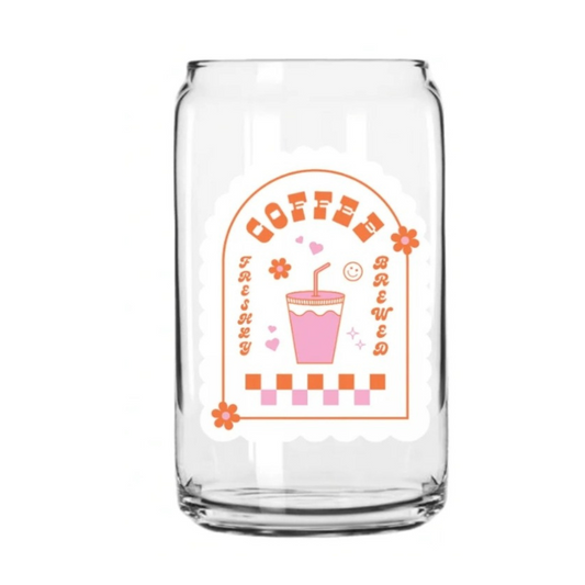 Coffee Ruffles Glass Can Cup