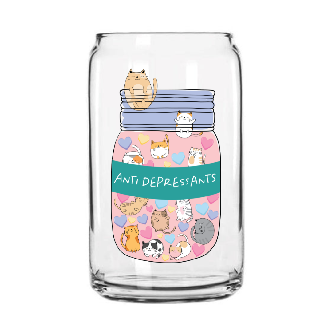 Cat Antidepressants Glass Can Cup