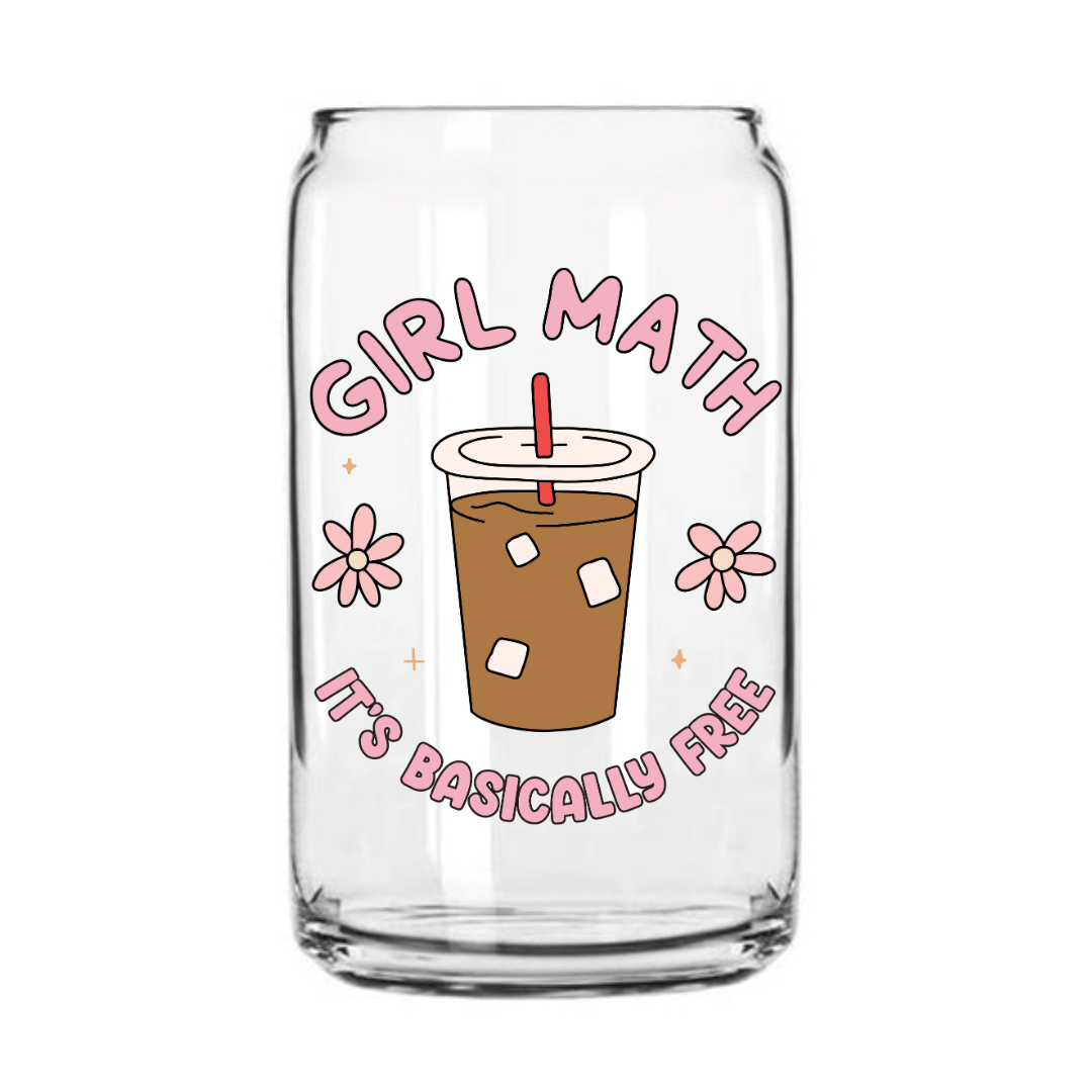 Girl Math Glass Can Cup