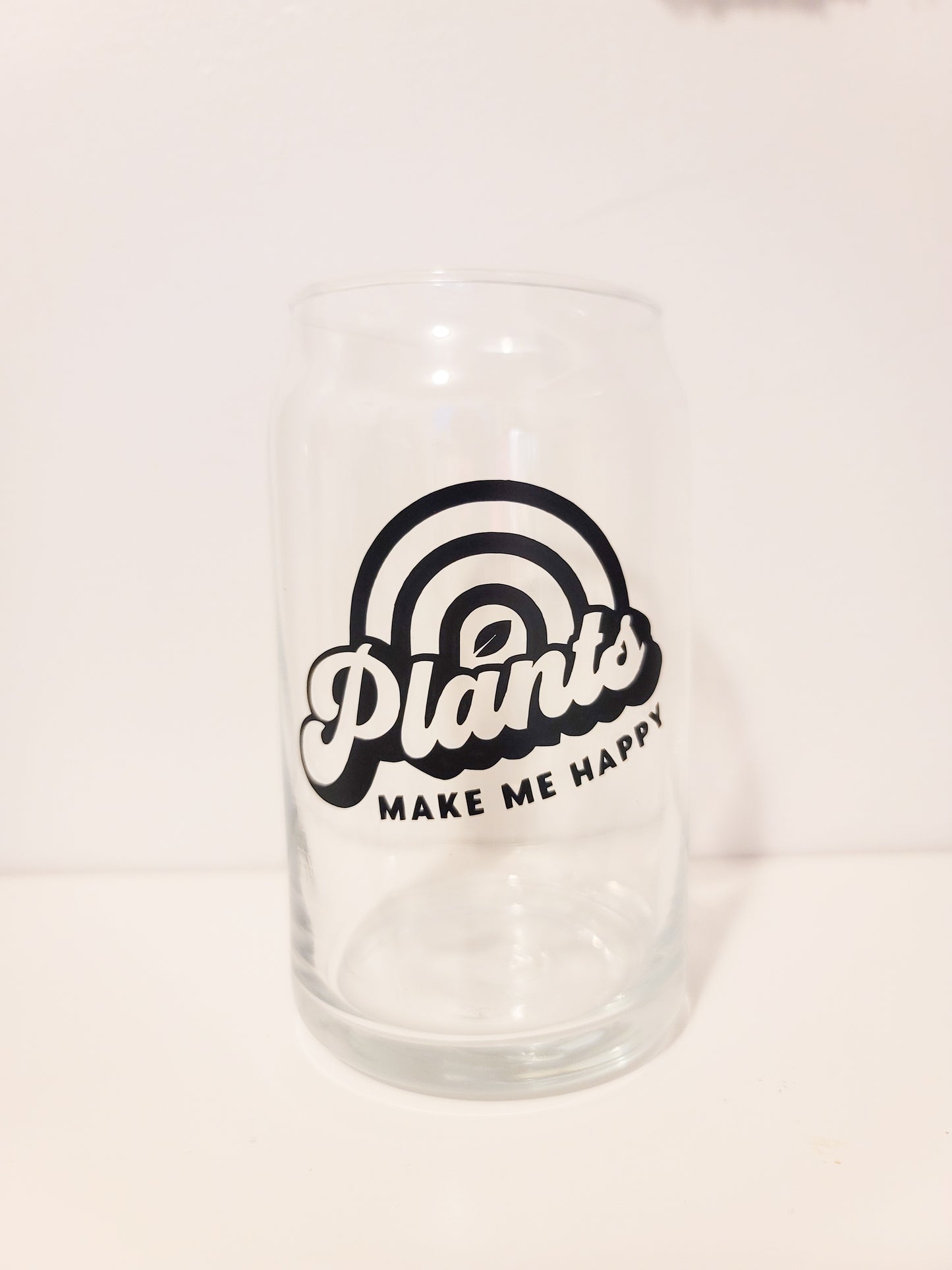 Plants Make Me Happy Glass Can Cup