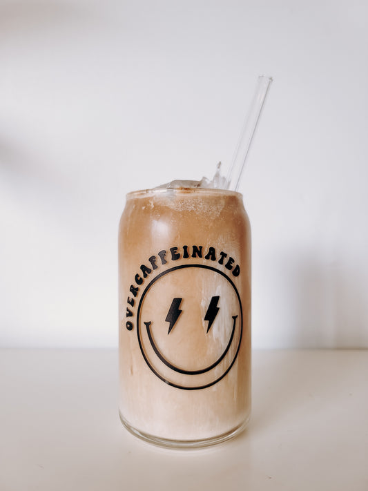 Overcaffeinated Glass Can Cup