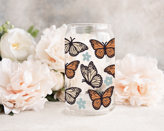 Boho Butterfly Glass Can Cup
