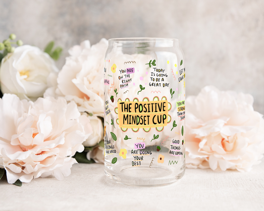 Positive Mindset Glass Can Cup