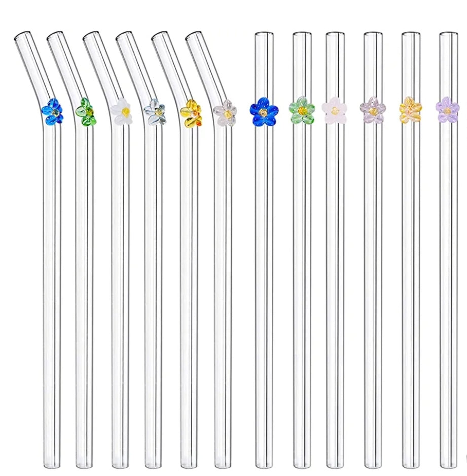 Glass Flower Straw