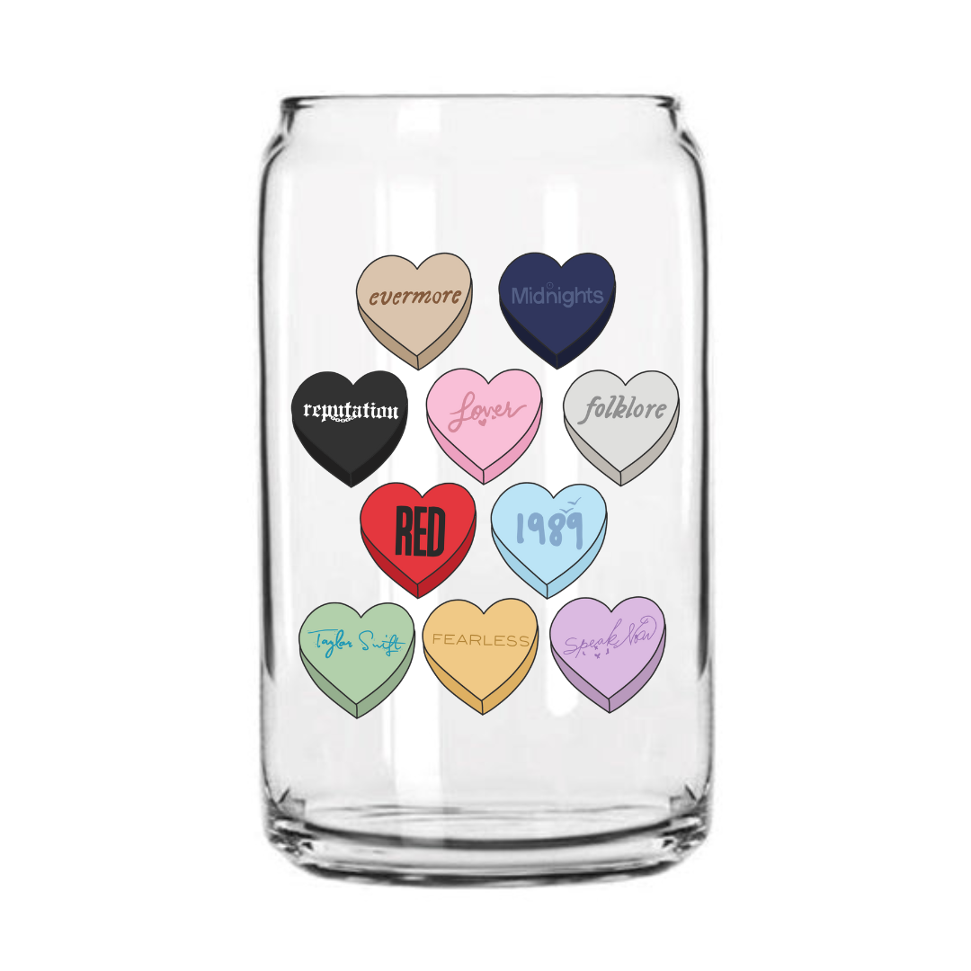 Taylor Swift Eras Hearts Glass Can Cup
