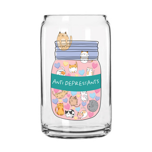 Cat Antidepressants Glass Can Cup