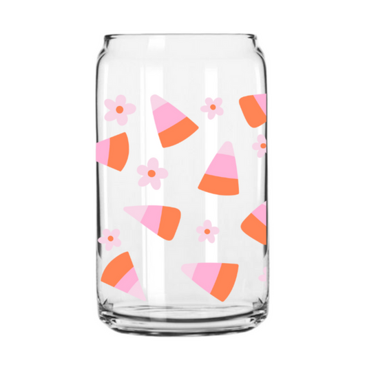 Candy Corn Glass Can Cup