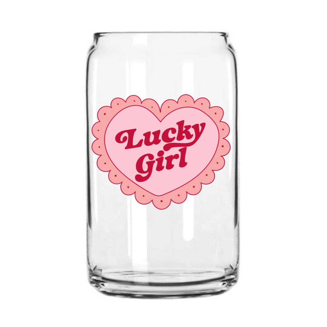 Lucky Girl Glass Can Cup