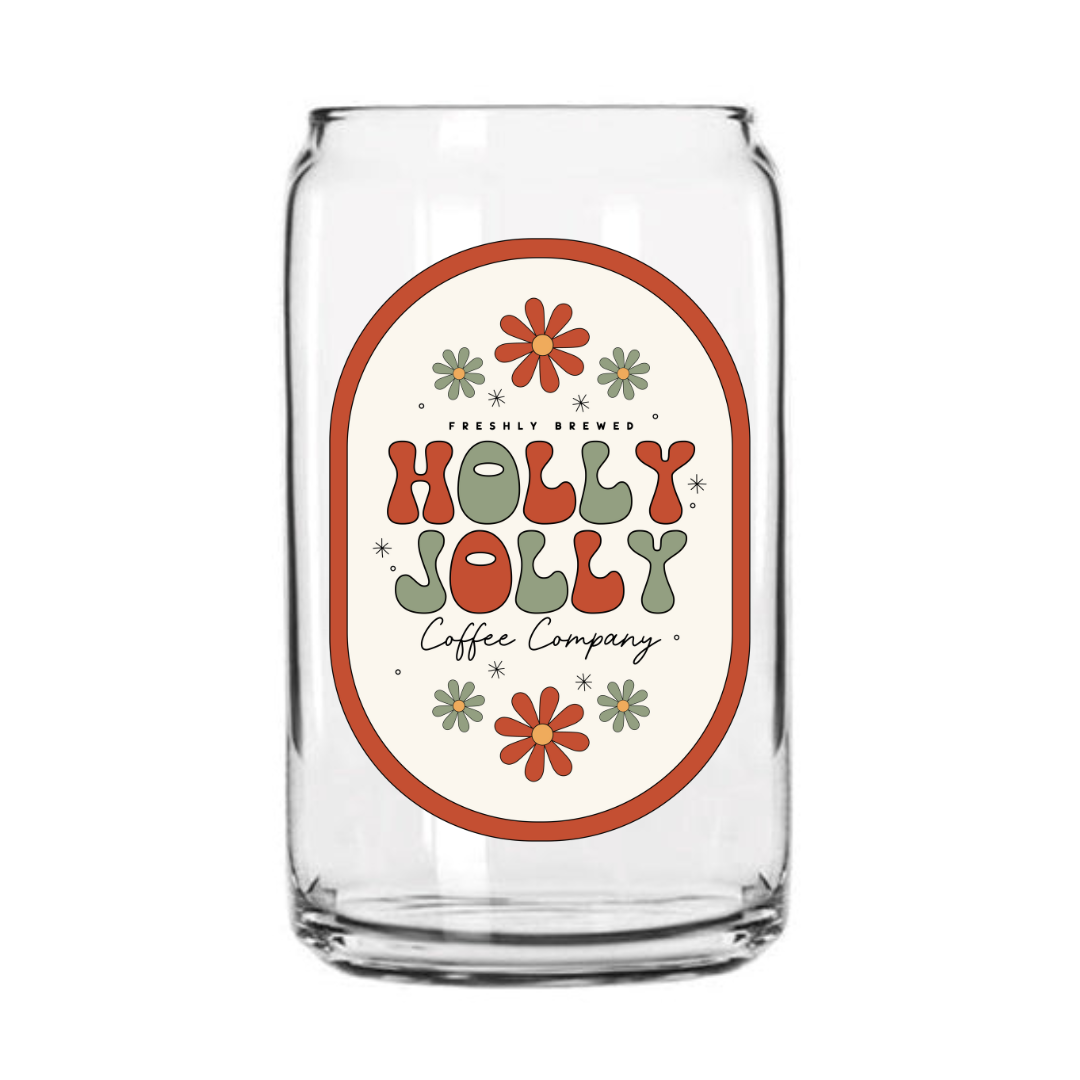Holly Jolly Glass Can Cup