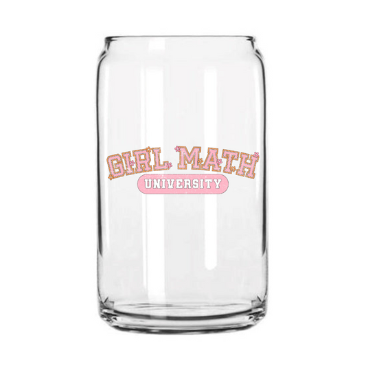 Girl Math University Glass Can Cup