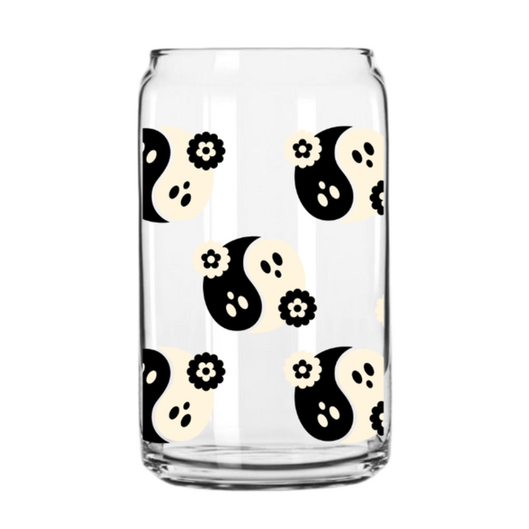 Yin Yang Ghosts Glass Can Cup