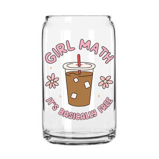 Girl Math Glass Can Cup