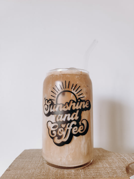 Sunshine and Coffee Glass Can Cup