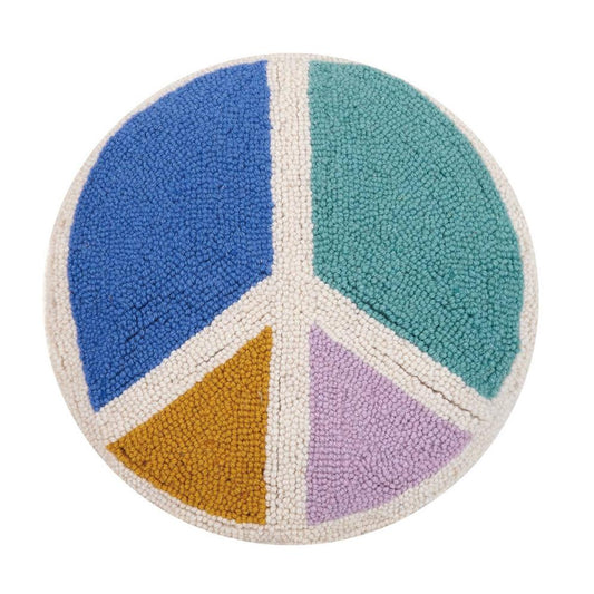 Peace Wool Hooked Pillow